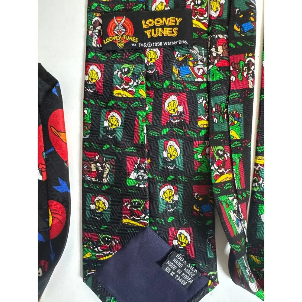 Vintage 90s Looney Tunes Mens Neck Tie Lot Bundle Novelty Work Office Teacher